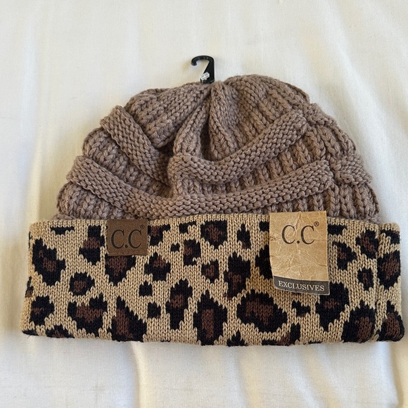 C.C Accessories - C.C Tan and Brown Leopard Print Beanie